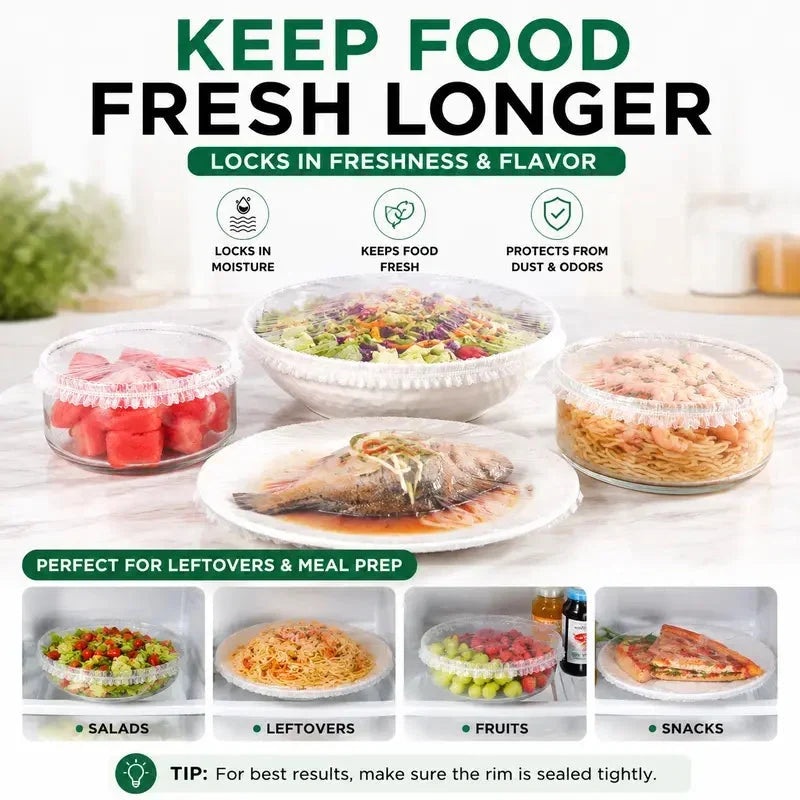 NYRVELA® Biodegradable Stretch Food Covers, Compostable Bowl & Plate Covers, 200 PCS