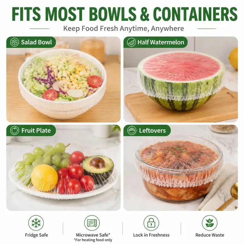 NYRVELA® Biodegradable Stretch Food Covers, Compostable Bowl & Plate Covers, 200 PCS