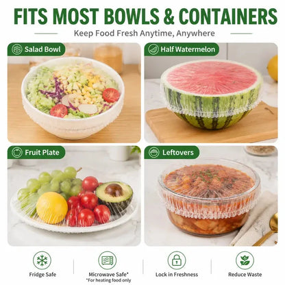 NYRVELA® Biodegradable Stretch Food Covers, Compostable Bowl & Plate Covers, 200 PCS