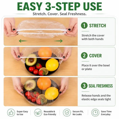 NYRVELA® Biodegradable Stretch Food Covers, Compostable Bowl & Plate Covers, 200 PCS