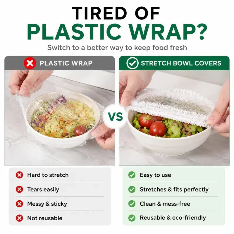 NYRVELA® Biodegradable Stretch Food Covers, Compostable Bowl & Plate Covers, 200 PCS
