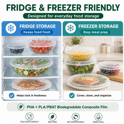 NYRVELA® Biodegradable Stretch Food Covers, Compostable Bowl & Plate Covers, 200 PCS