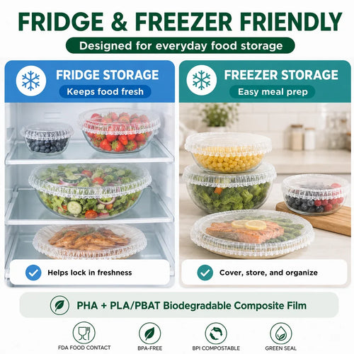 NYRVELA® Biodegradable Stretch Food Covers, Compostable Bowl & Plate Covers, 200 PCS